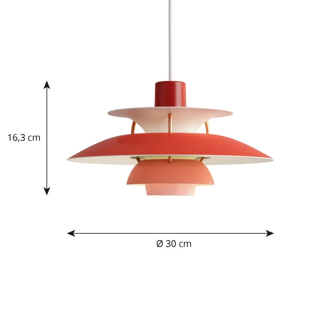 Louis Poulsen Hängeleuchte PH 5 300, rot, 30 cm
