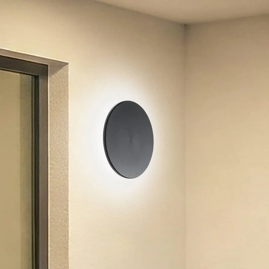 Milagro Lighting LED-Wandleuchte Disk, Ø 25cm, schwarz, Kunststoff, IP65, CCT
