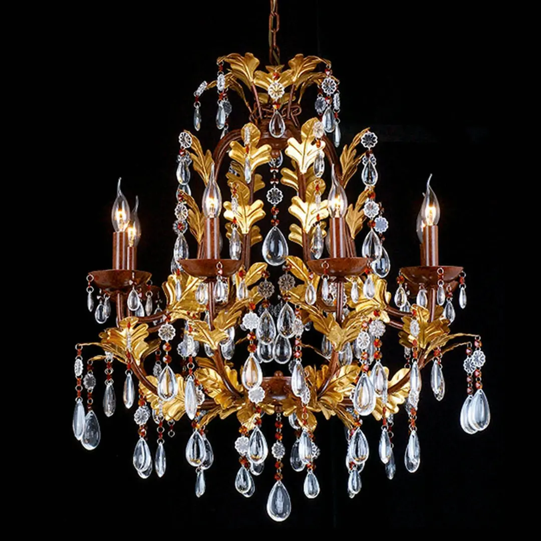 Clayre&Eef Kronleuchter CR12, achtflammig, mit Glasbehang