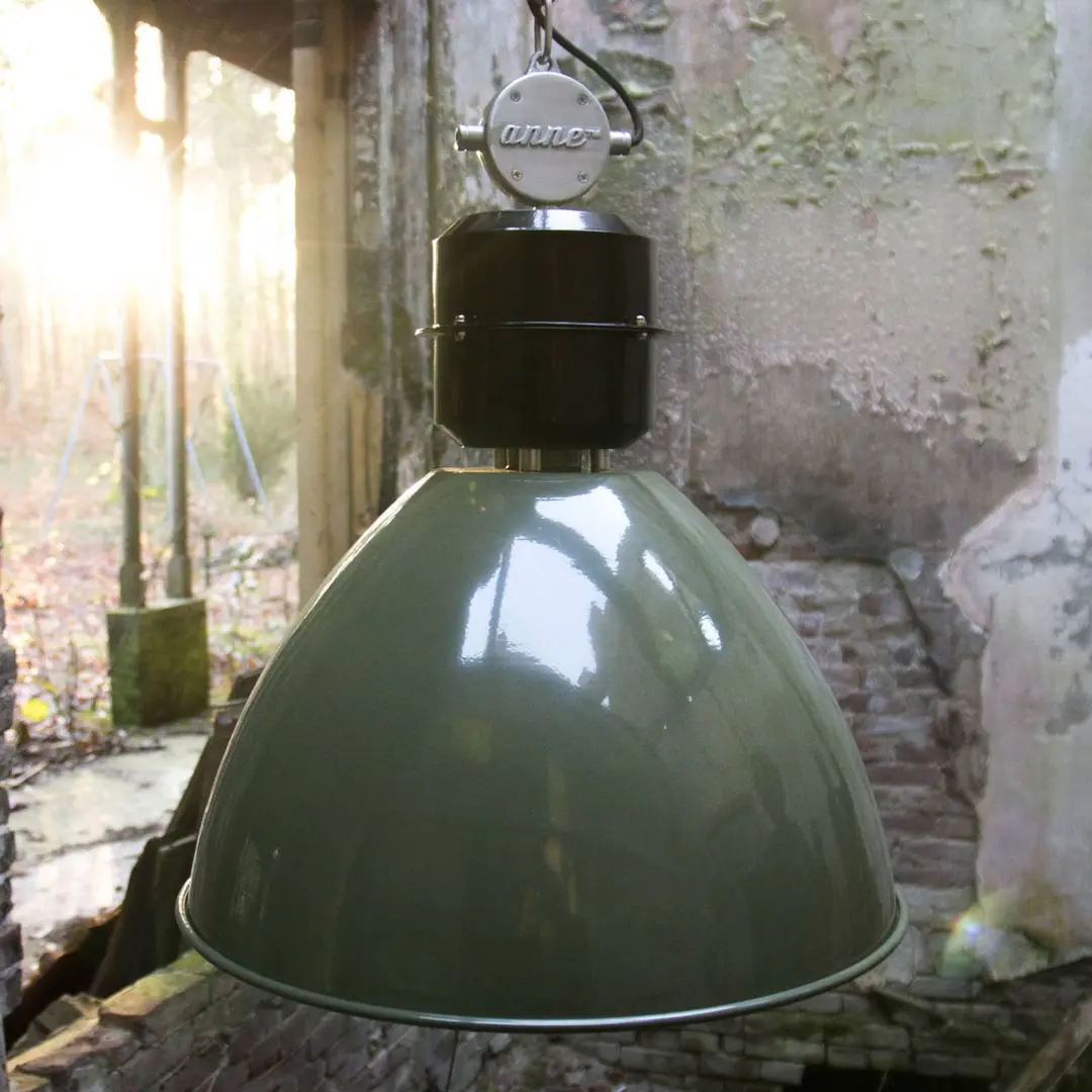 Steinhauer Pendelleuchte Frisk, olivgrün, Ø 50 cm, Metall, E27
