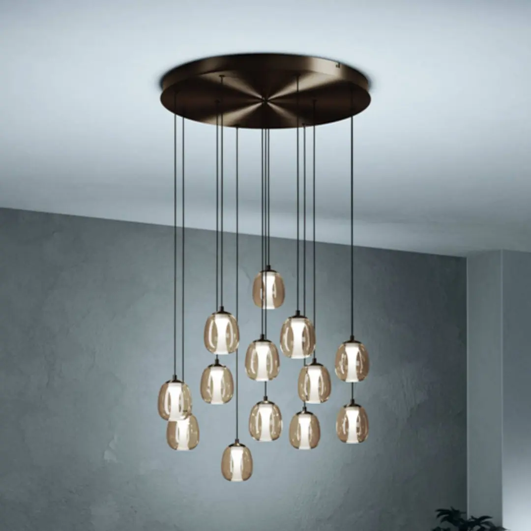 Stars of Light LED-Hängelampe FERRO 58cm 13flg. bronze/braun