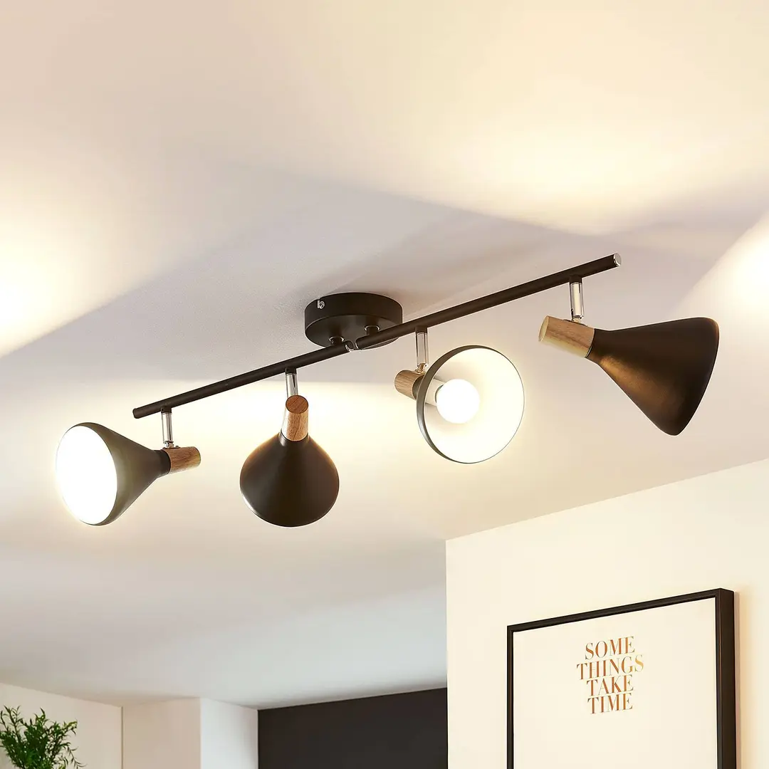 Lindby Deckenleuchte Arina, 68 cm, schwarz, 4-flammig, E14
