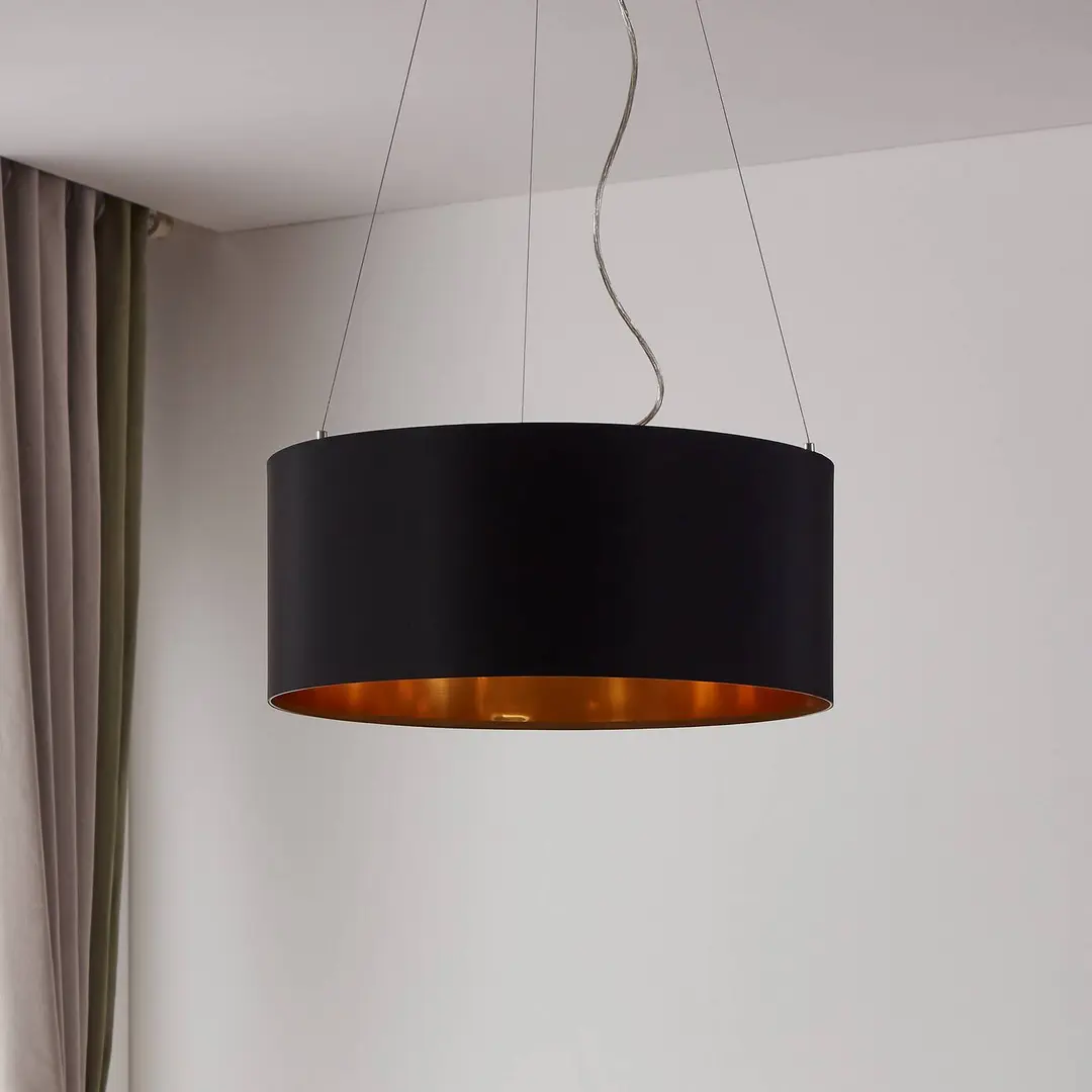 EGLO Textil-Hängeleuchte Lecio, 53 cm, schwarz