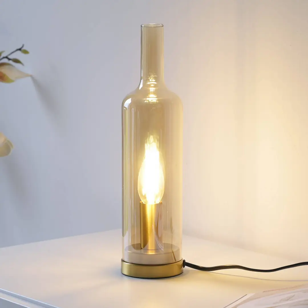 JUST LIGHT. GmbH JUST LIGHT. Tischleuchte Bottle, amber, Glas, E14