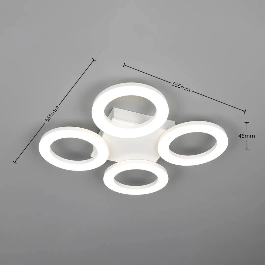 Reality Leuchten LED-Deckenleuchte Cemi, rund, weiß, Kunststoff, 4.000 K