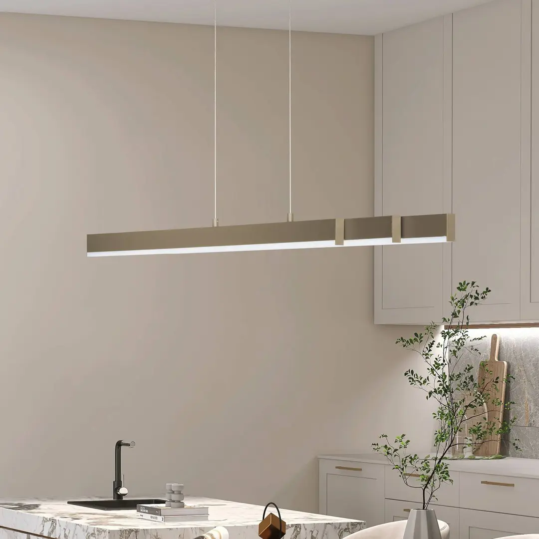 FISCHER & HONSEL LED-Hängelampe Vayana, greige, Länge 189 cm, CCT Touchdimmer