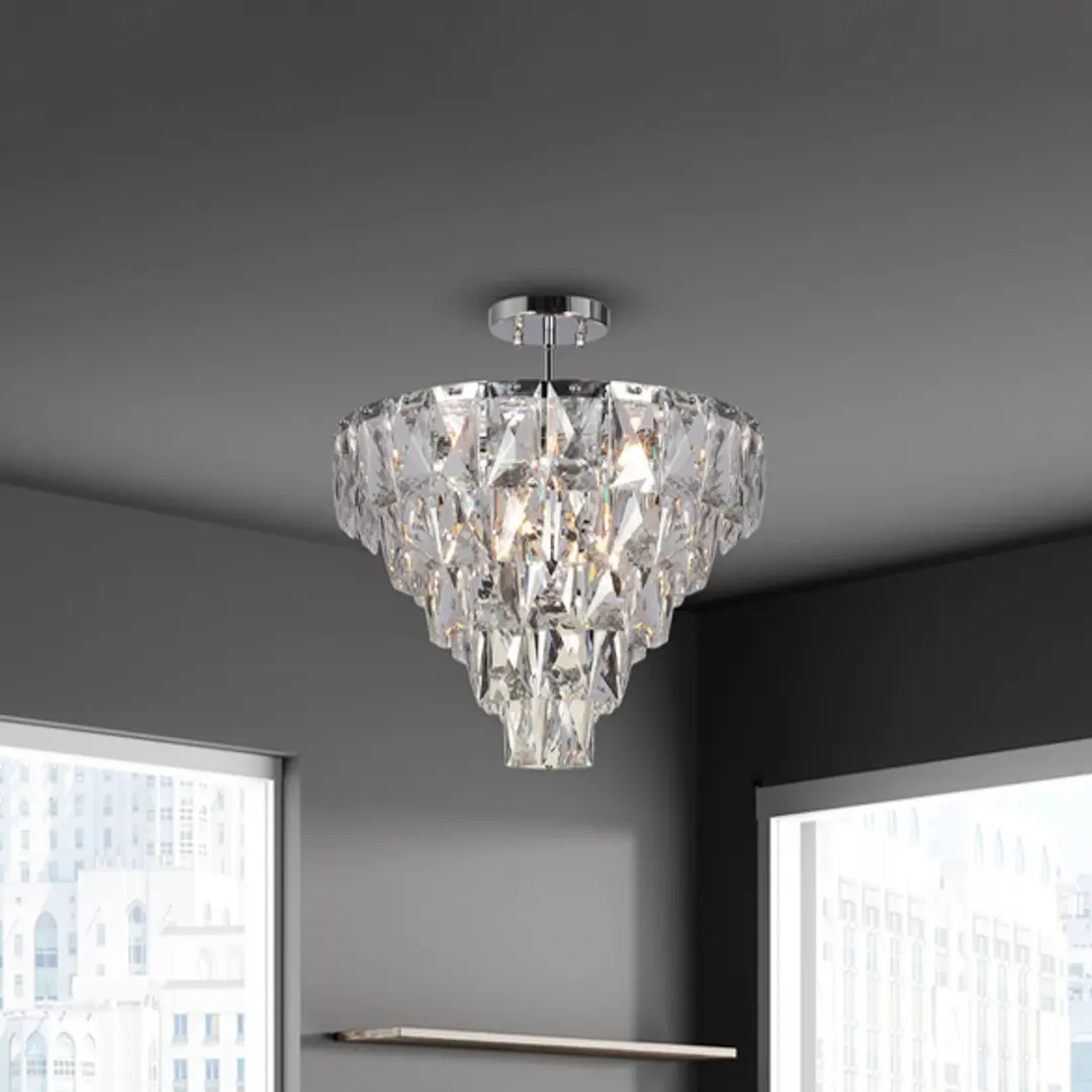 Eko-Light Deckenlampe Chelsea Metall chromfarben Glaskristalle Ø 50 cm