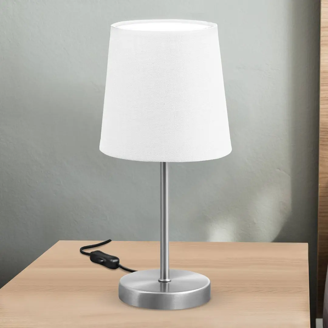 B.K. Licht Tischleuchte Kaneo, weiß, Höhe 30,8 cm, Metall, Textil, E14