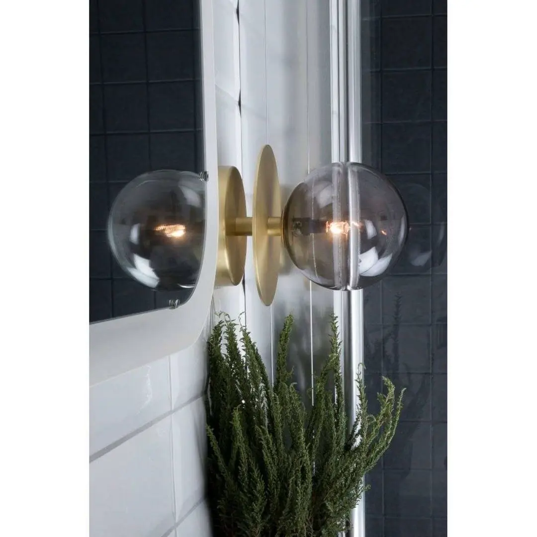 Globen Lighting Wandlampe ART DECO, messing/grau Ø 16cm IP44