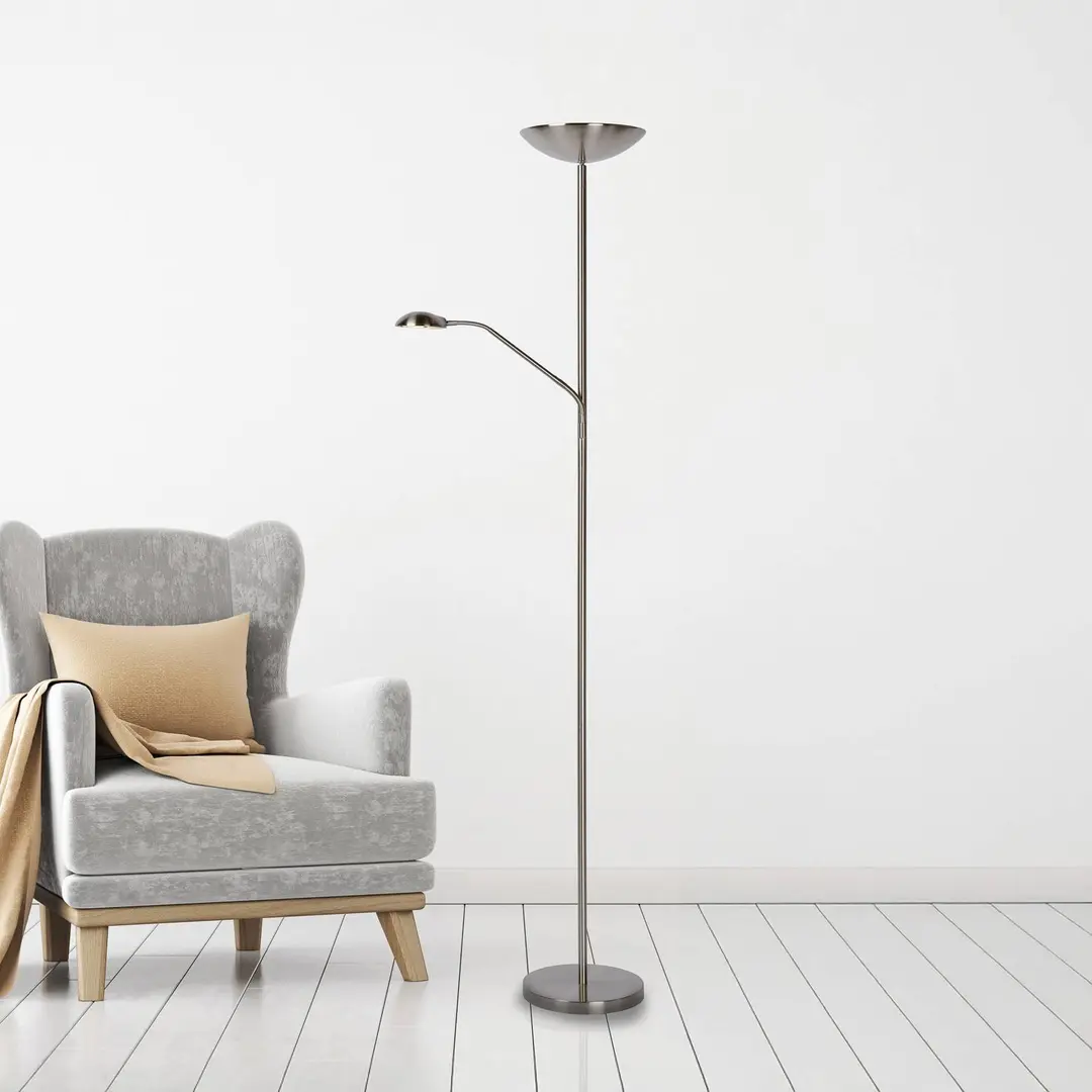 Lucide LED-Stehleuchte ZENITH, chrom, 2-flg. Höhe 180 cm Metall dim