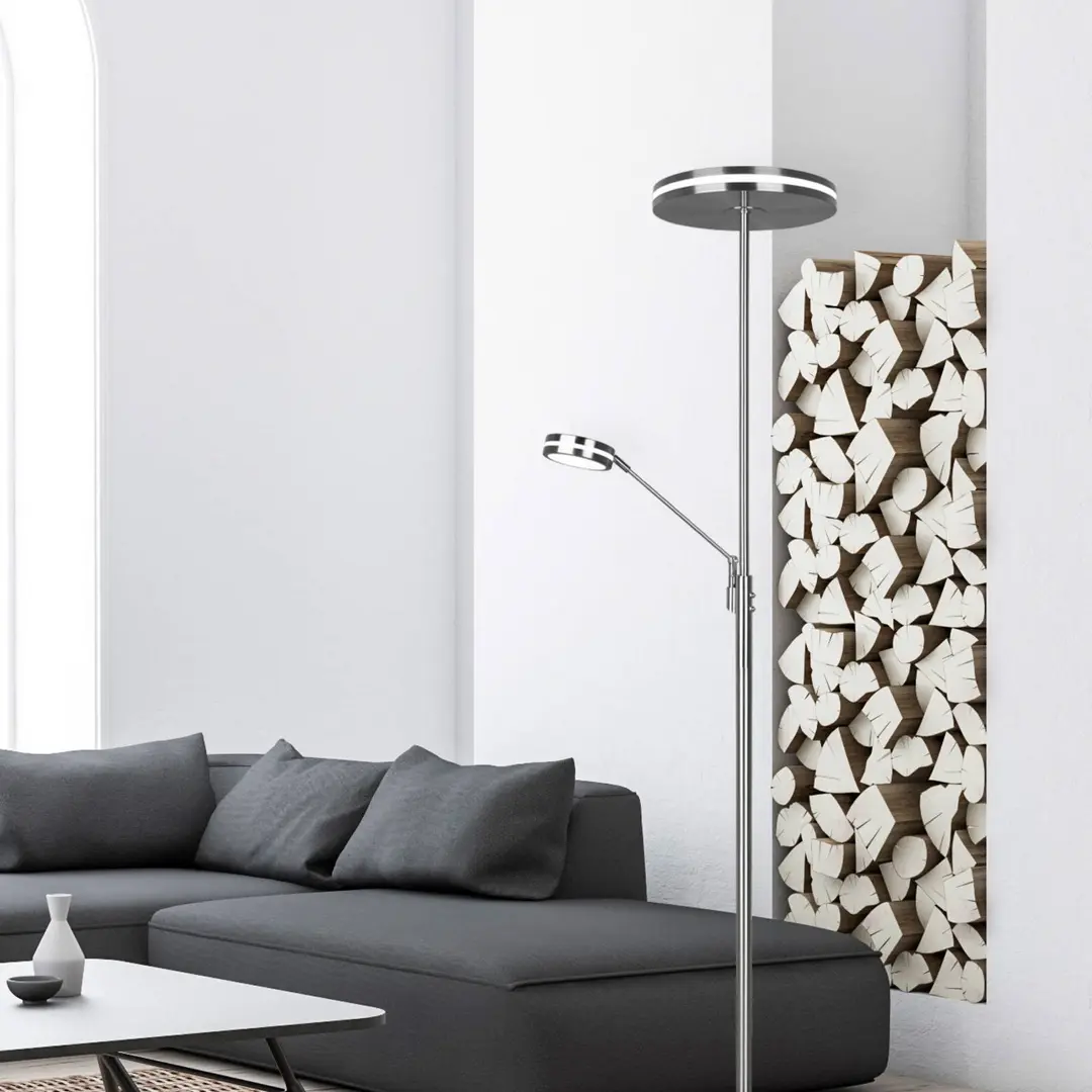 Trio Lighting LED-Deckenfluter Franklin, Leselampe, nickel matt