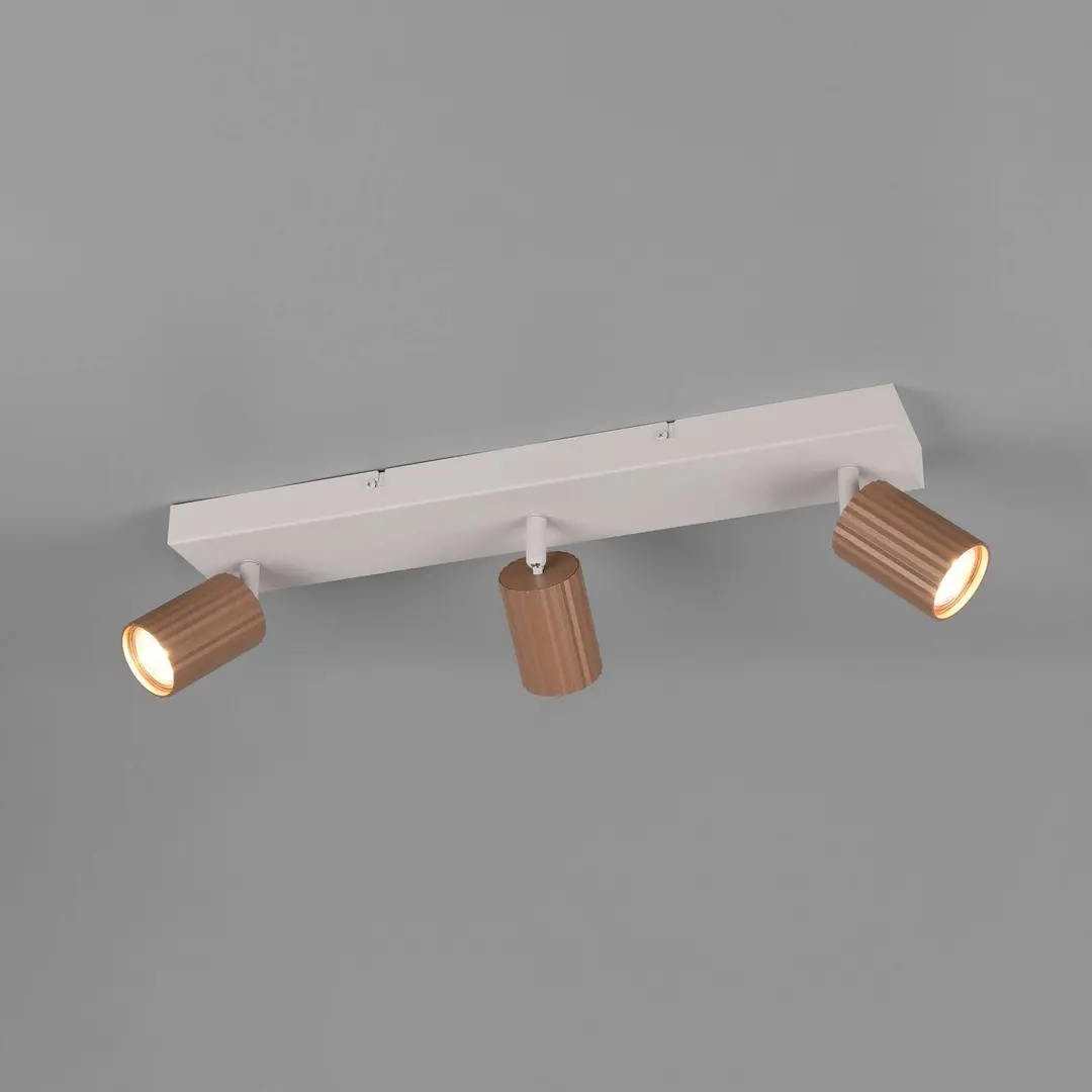 Trio Lighting Deckenstrahler Soka, braun/grau, Länge 50 cm, Metall, 3-flg.
