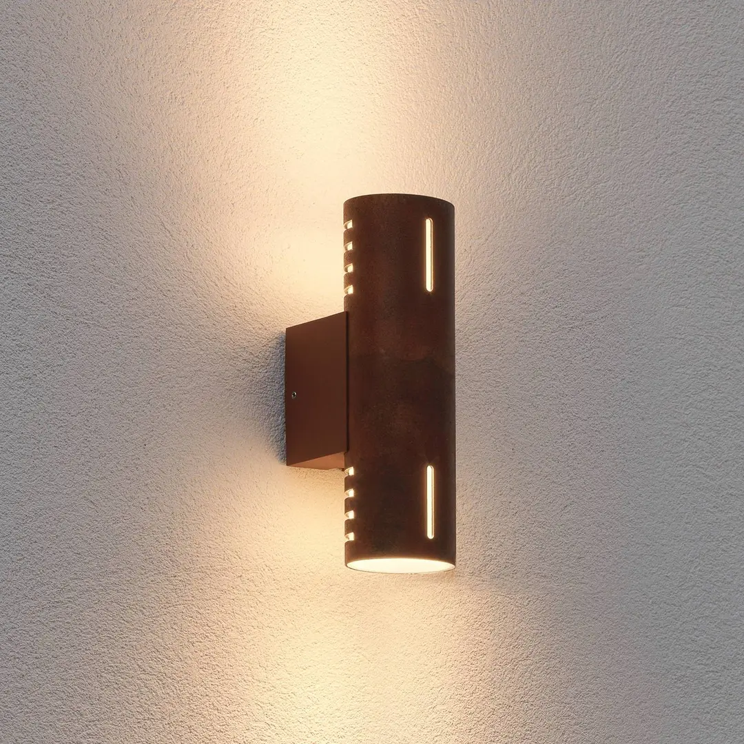 Konstsmide Außenwandleuchte Cuneo, rostfarben, 25 cm, Metall, up/down