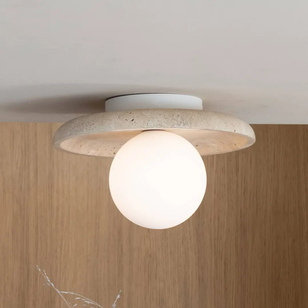 IT'S ABOUT ROMI Deckenlampe Tivoli, weiß, Ø 25 cm, Travertin