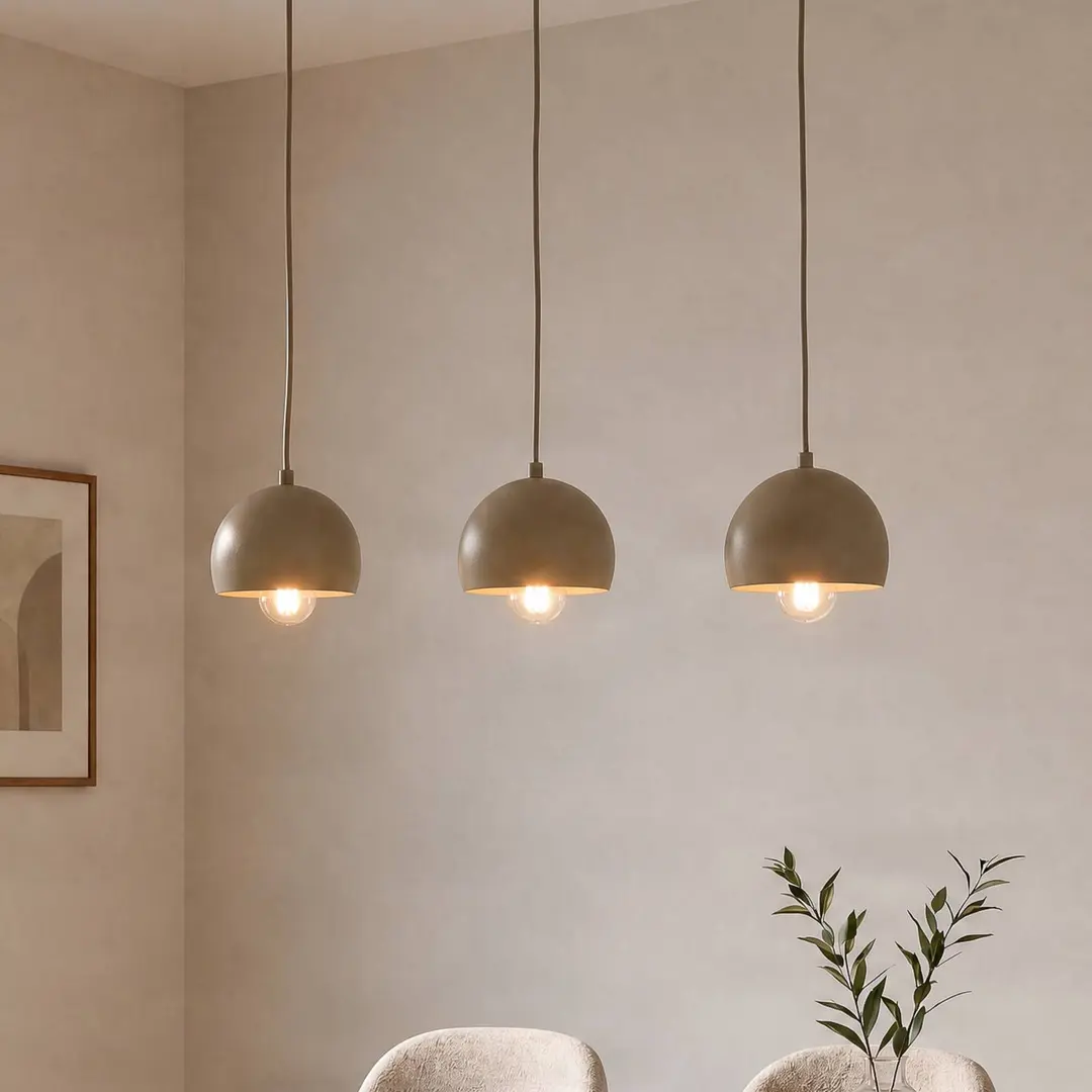 Luminex Hängelampe Sool, beige, Länge 65 cm, 3-flammig, Metall, E27