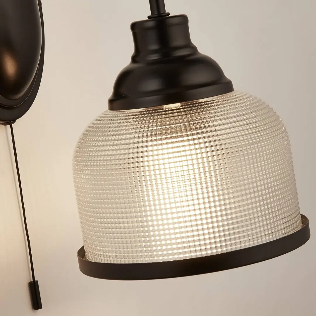 Searchlight Wandlampe Bistro mit Zugschalter, schwarz