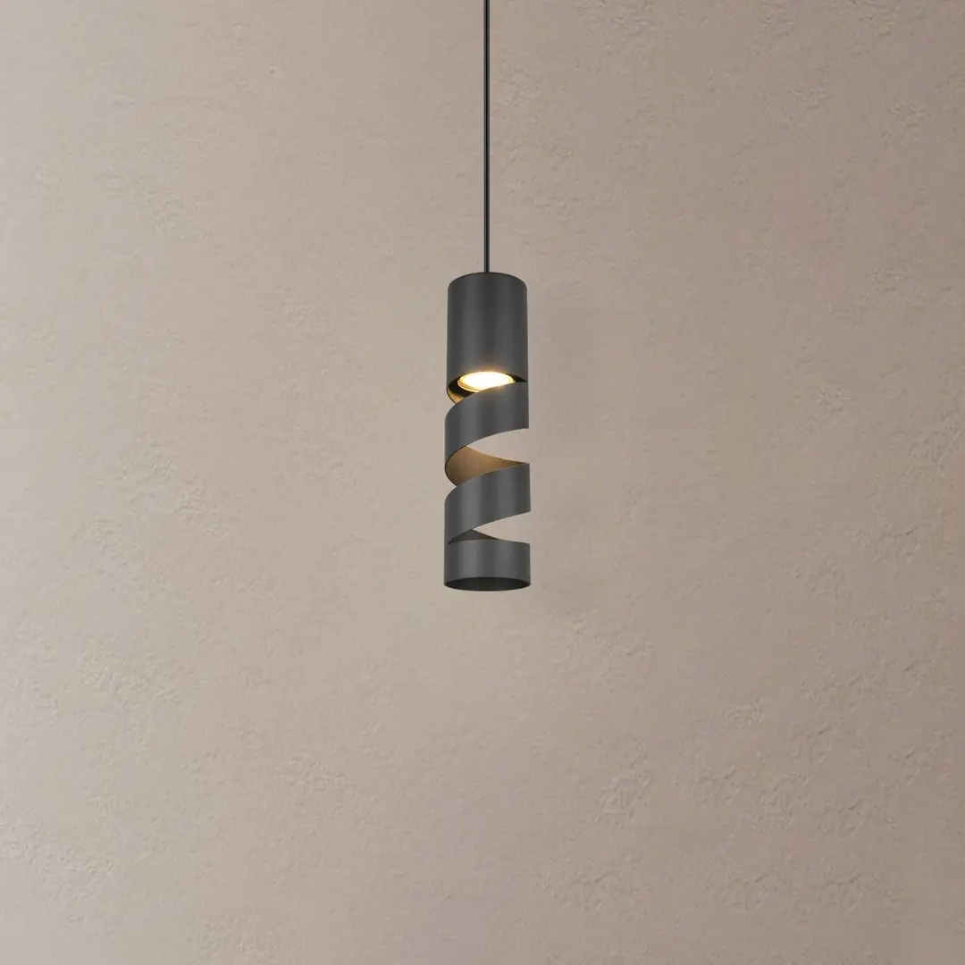 Trio Lighting Hängeleuchte Stream, schwarz, Ø 8 cm, Metall, GU10