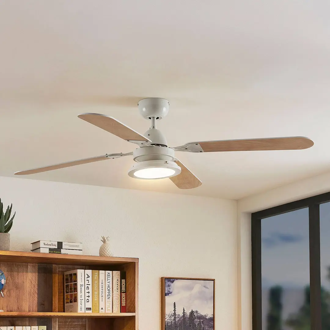 Lindby LED-Deckenventilator Tedric, weiß, leise, Ø 133 cm