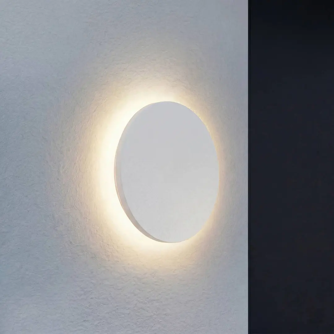 Lindby LED-Außenwandlampe Selinel, weiß, Ø 23 cm, Hausnummer