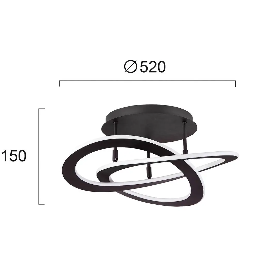 Viokef LED-Deckenleuchte Charlie, Ø 52 cm, schwarz