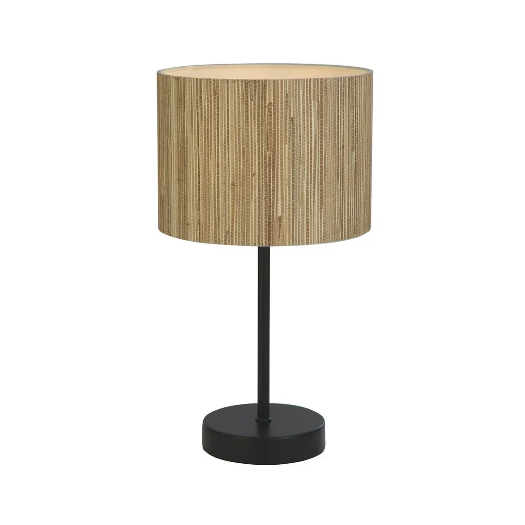 Searchlight Tischleuchte Meadow, braun, schwarz, Naturfaser, Stahl
