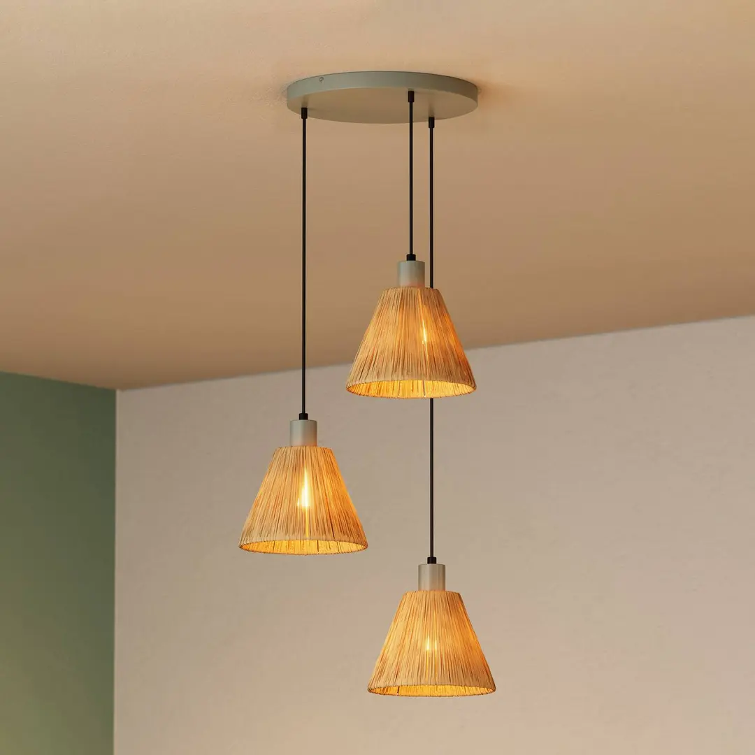OSRAM Hängeleuchte Decor Raffia, 3-fl rund., Bast, natur