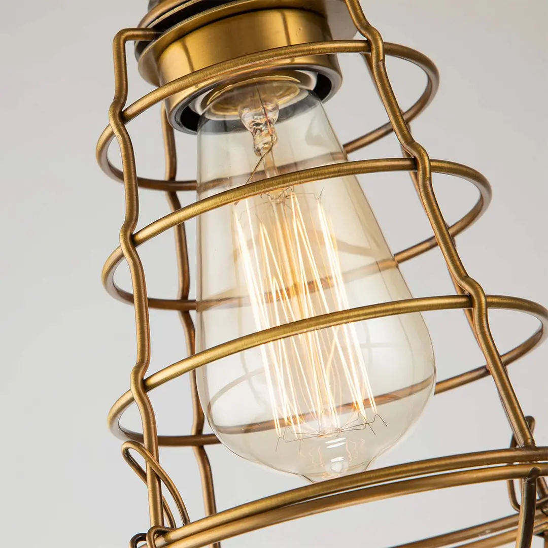 QUOIZEL Deckenleuchte Mixon mit Metallkäfig, altmessing