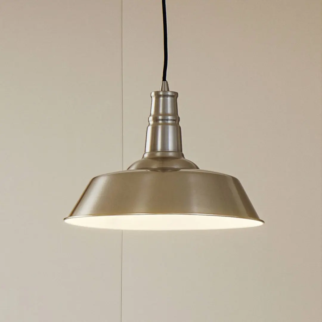 Lindby Hängeleuchte Laylan, nickel/weiß, Ø 36 cm, Metall