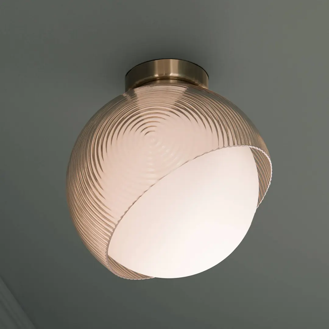 Ideal Lux Deckenlampe Bloom, Ø 22 cm, messing, Metall/Glas