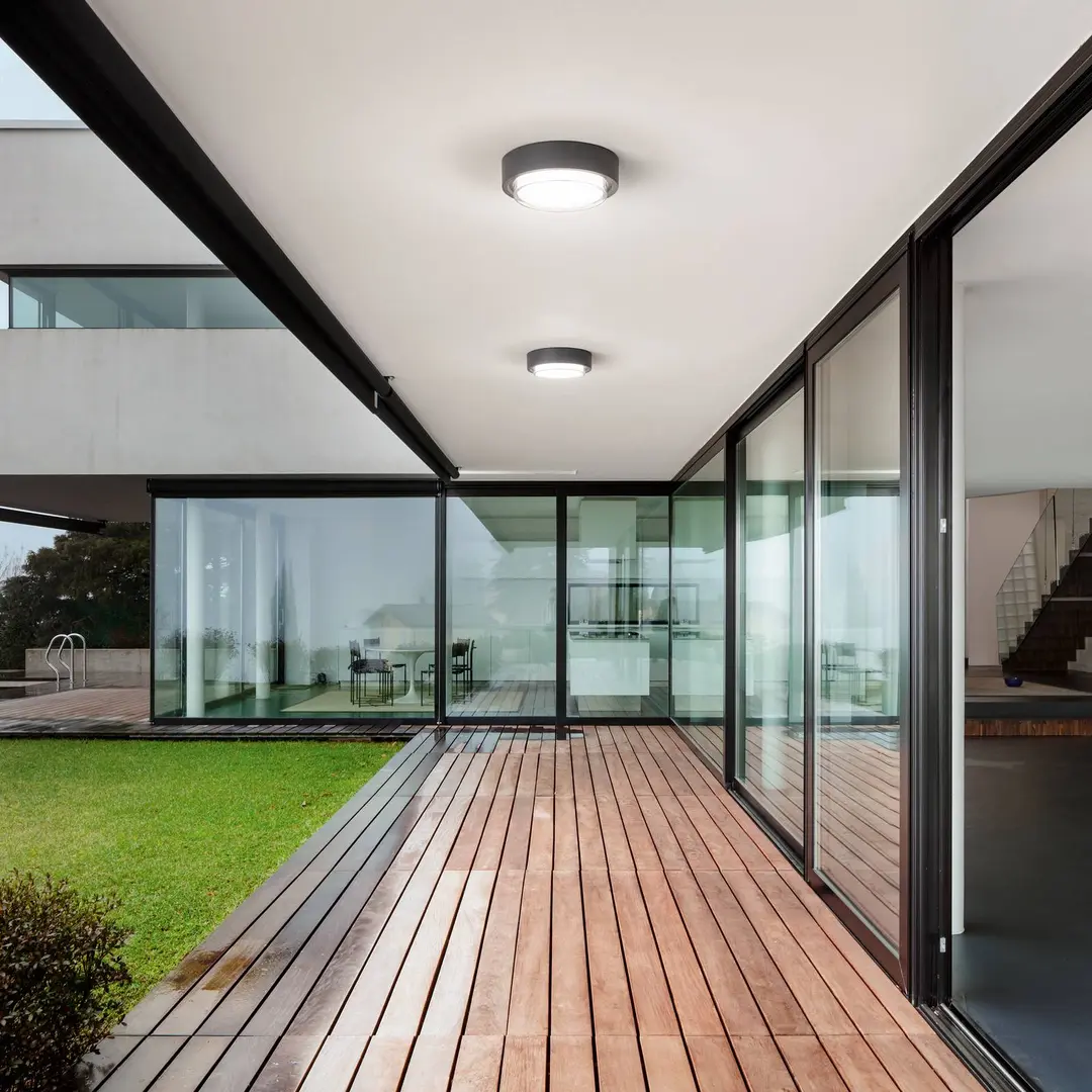 Fabas Luce LED-Außendeckenleuchte Owen, dunkelgrau, Metall, 23 cm, IP65
