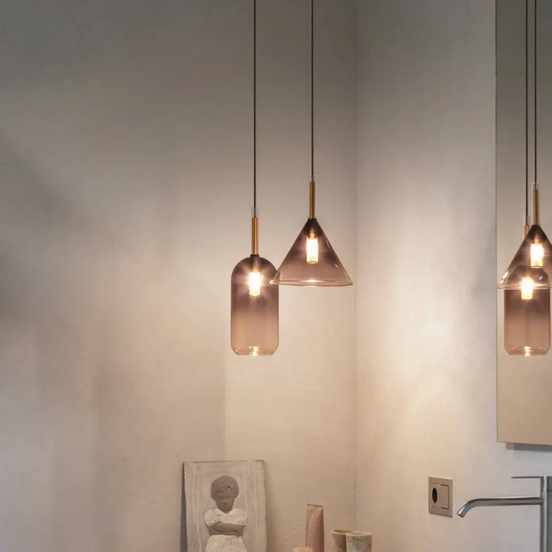Ideal Lux Hängeleuchte Empire Cilindro, Glas klar/rauchgrau