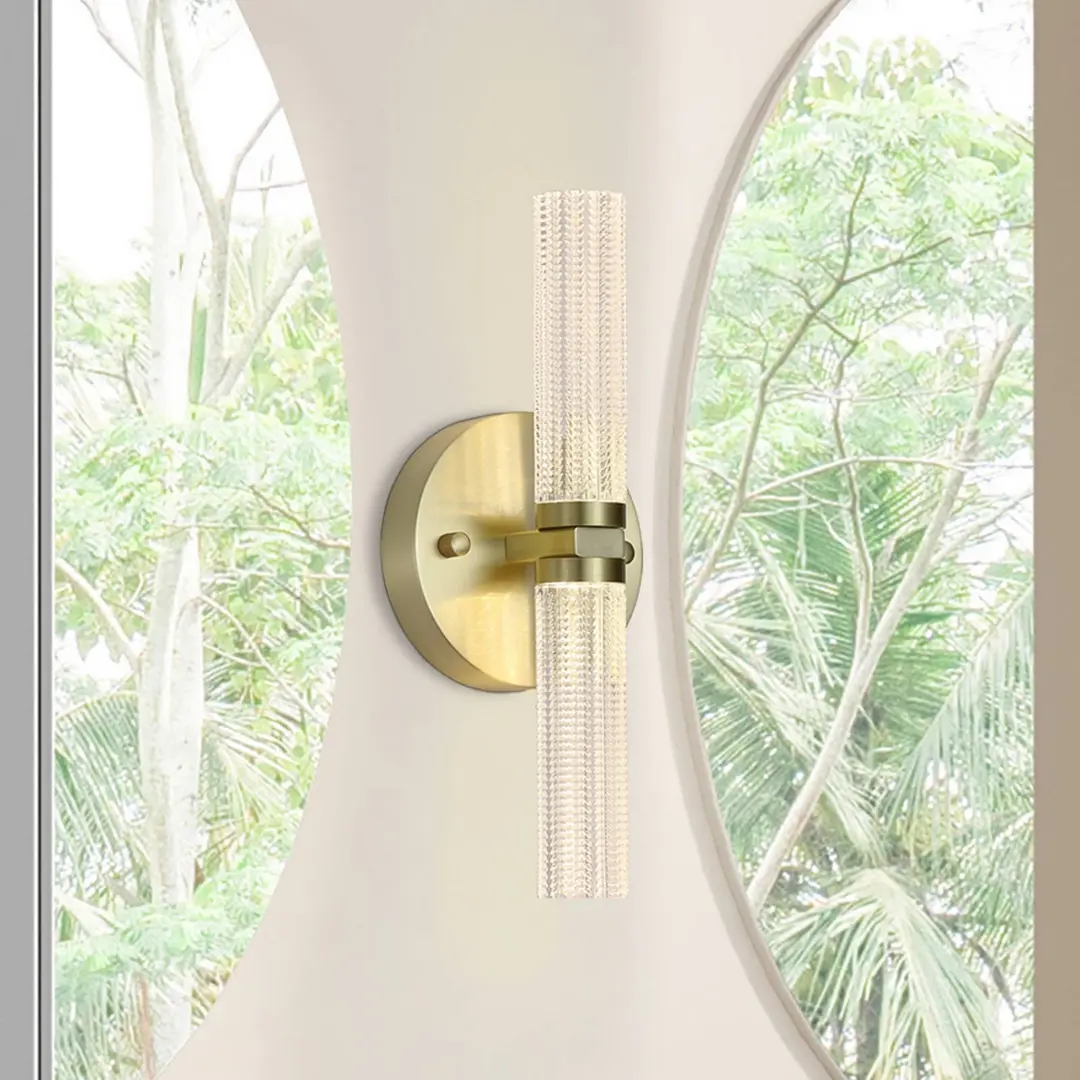 Searchlight LED-Bad-Wandlampe Aberdeen, Höhe 34 cm, messingfarben 2-flg.