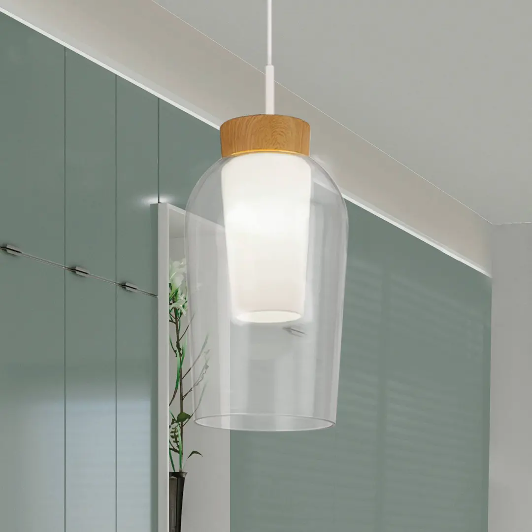Mantra Iluminación Hängeleuchte Nora, einflammig, weiß, transparent, Glas