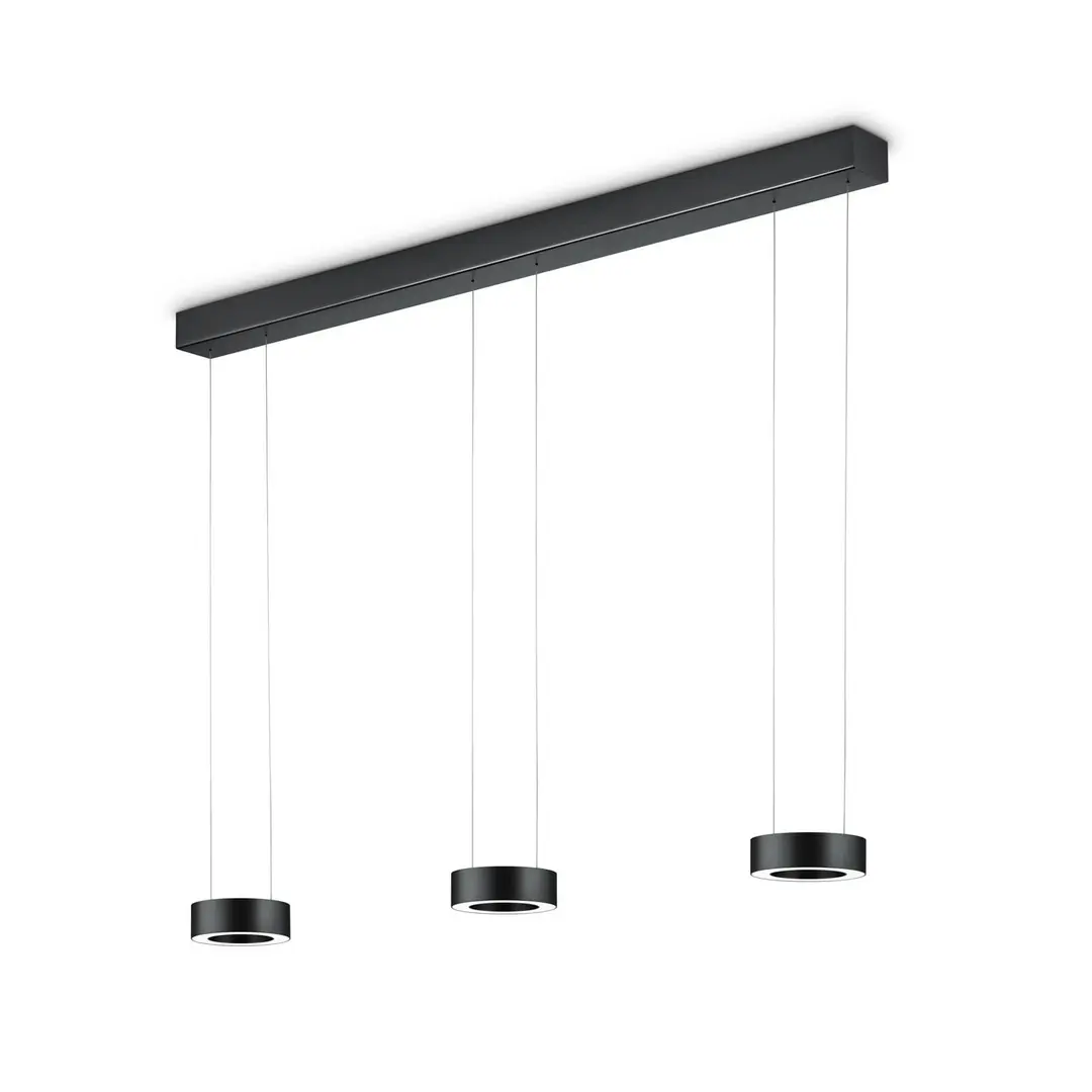 Knapstein LED-Pendelleuchte Zera-3 Länge 120 cm schwarz Acrylabdeckung
