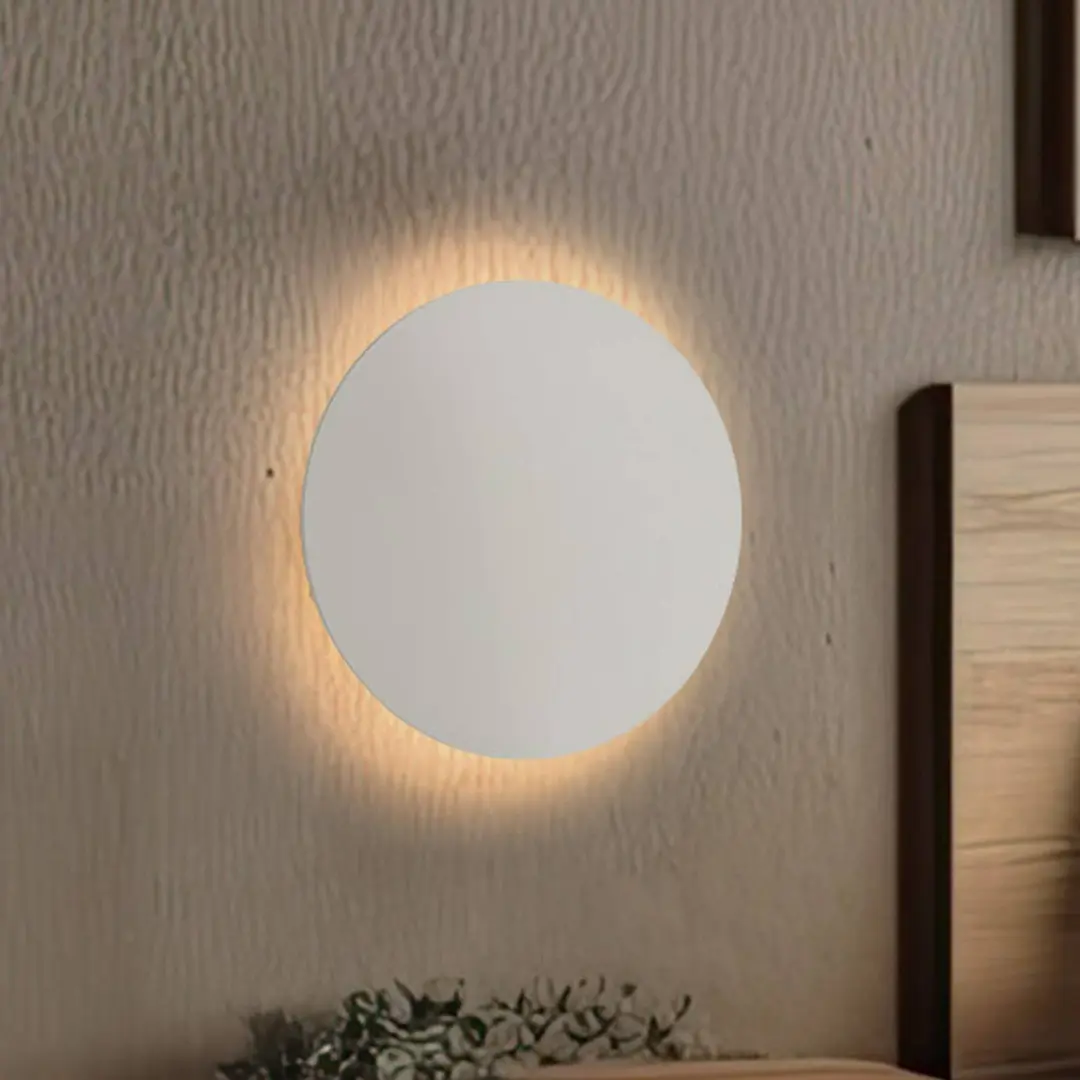 TK Lighting Wandleuchte Luna, beige, indirektes Licht, Ø 30 cm, Stahl