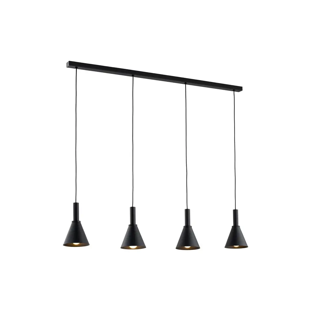 Argon Hängeleuchte Norte, schwarz, Stahl, Länge 114 cm, 4-flammig