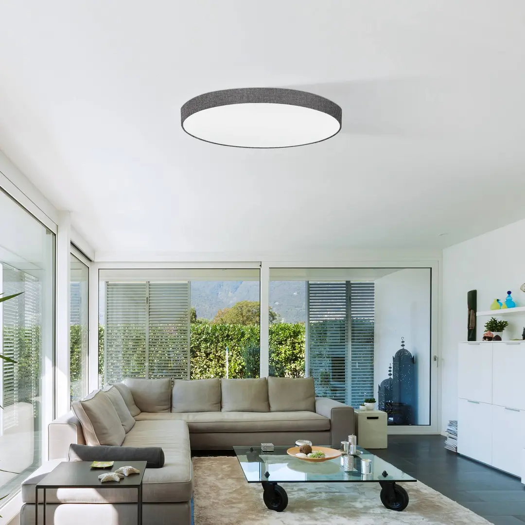 EGLO Graue Deckenlampe Pasteri mit Leinenschirm 76 cm
