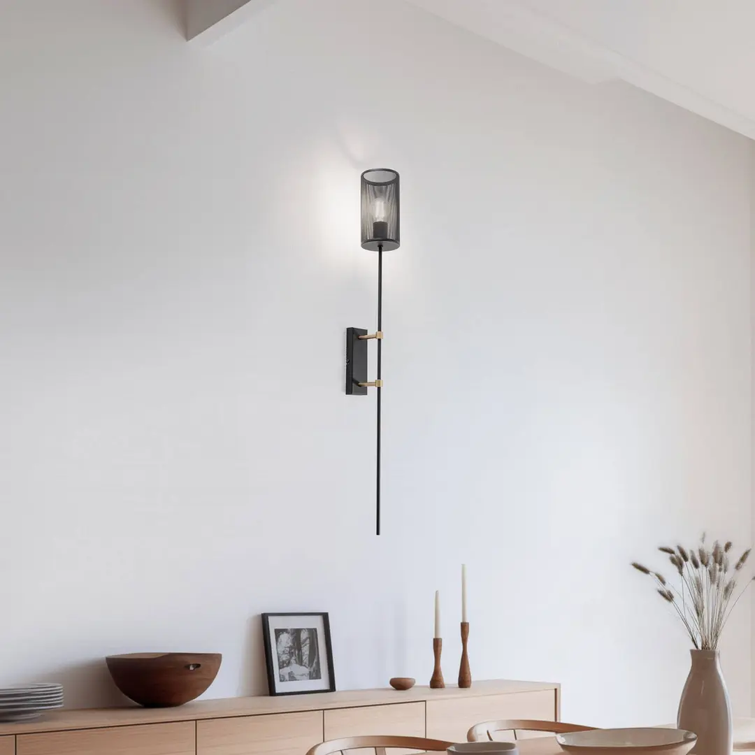 Luminex Wandleuchte Alek schwarz/messing in Fackelform