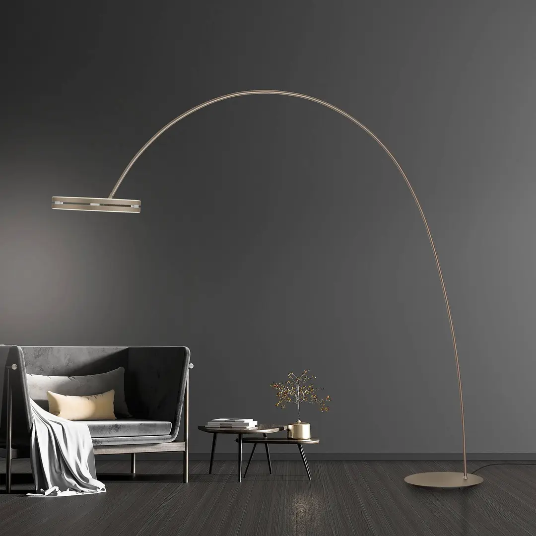Pure LED-Stehlampe PURE Loop-Bow, bronzefarben, Ausladung 290 cm