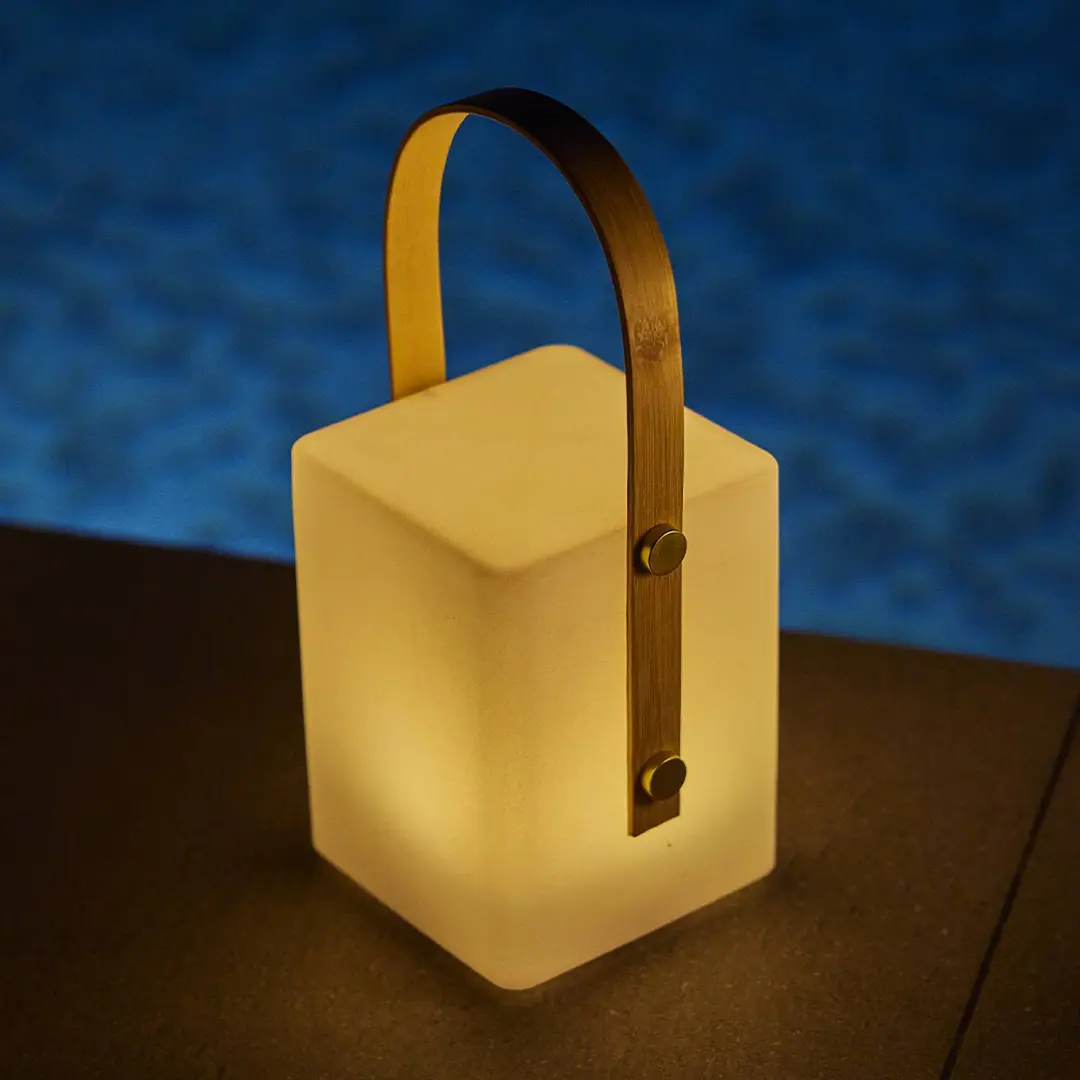 Lumisky LED-Akku-Tischlampe Tiky, weiß, Höhe 27 cm Bambus/Kunststoff
