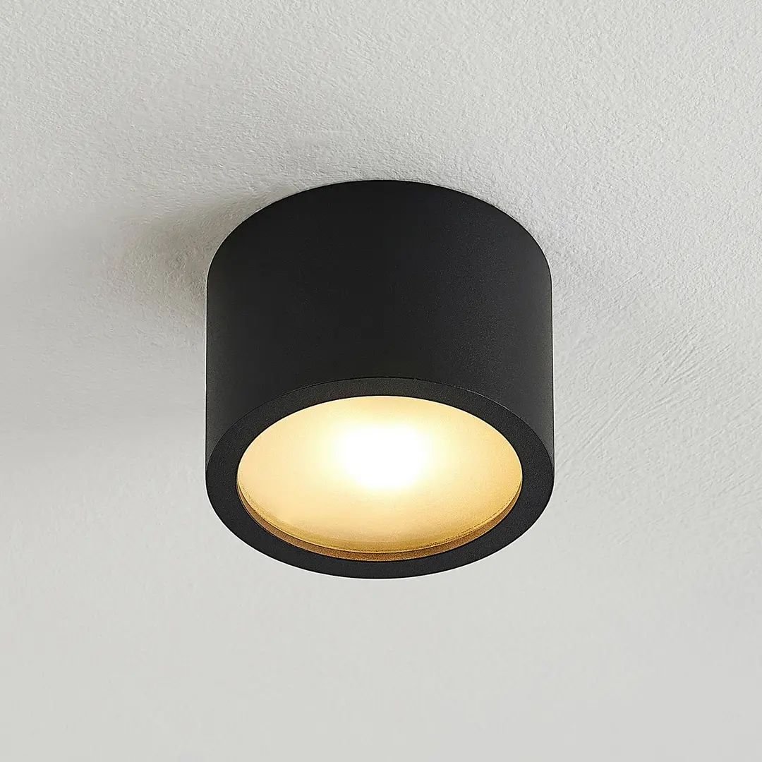 Arcchio Downlight Nieva, G9, schwarz, rund, Ø 10cm, Metall