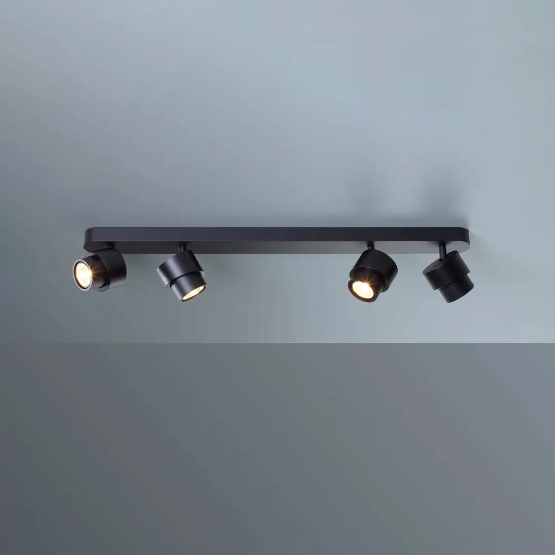 Escale LED-Spot BRUSH, schwarz, 70 cm, 4-flg., Metall, dim, 2.700 K