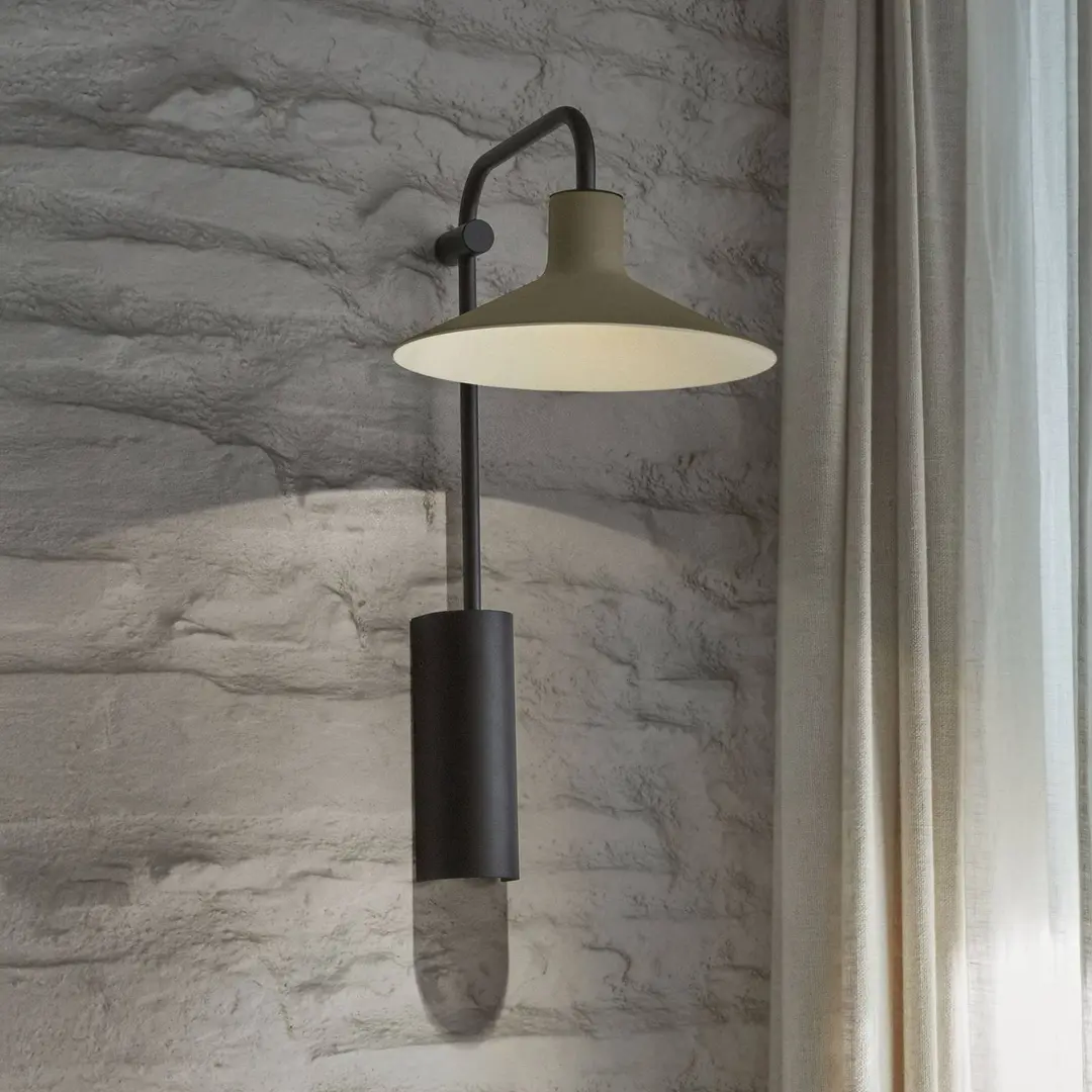 Bover LED-Wandlampe Platet A/02, schwarz/olivgrau