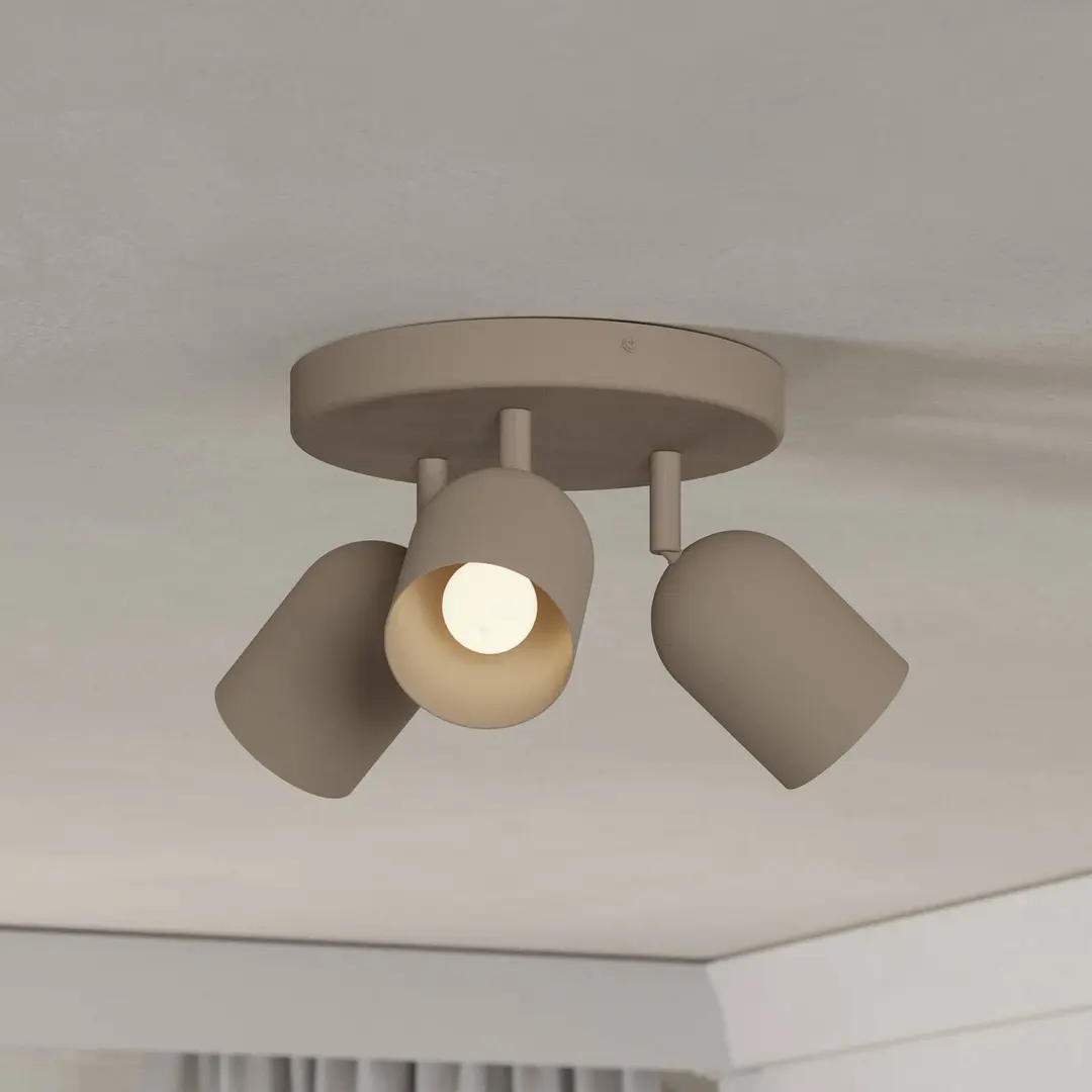 EGLO Deckenstrahler Tilston, beige, Ø 25 cm, 3-flammig, Stahl