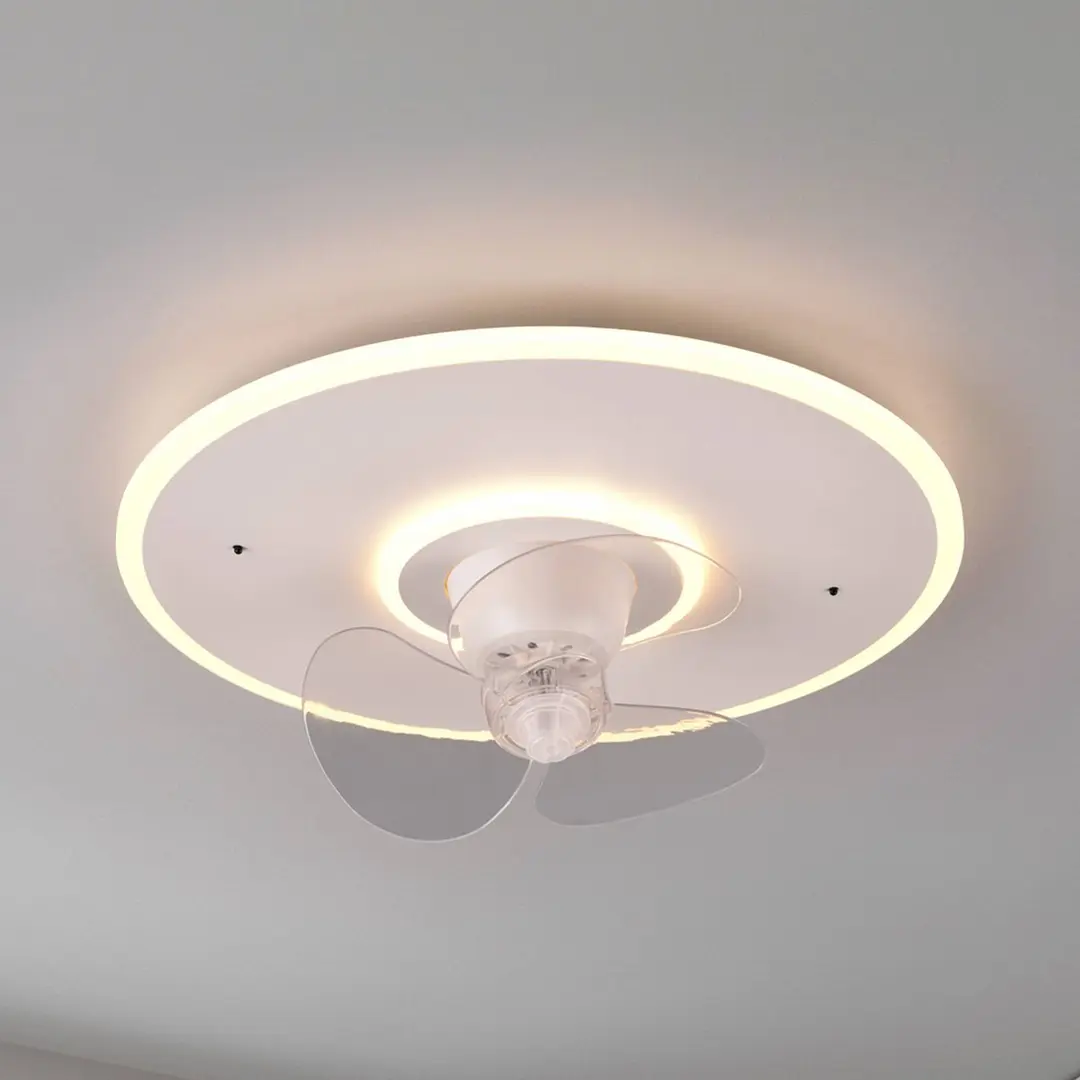 Reality Leuchten LED-Ventilator Nybro, weiß, DC, leise, Ø 50 cm, CCT, Remote