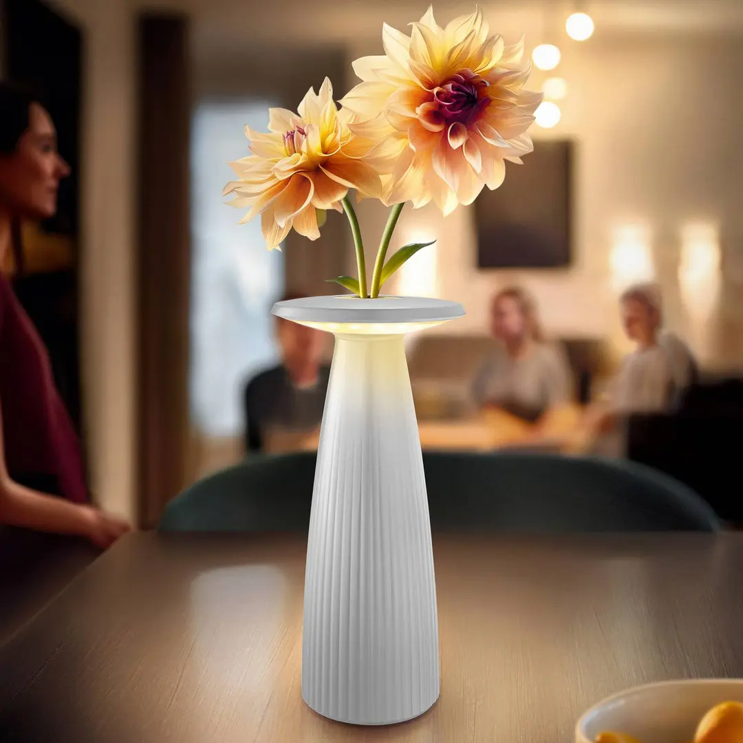 Sigor LED-Akku-Tischlampe Nuflair, weiß, IP54, dimmbar, 24 cm