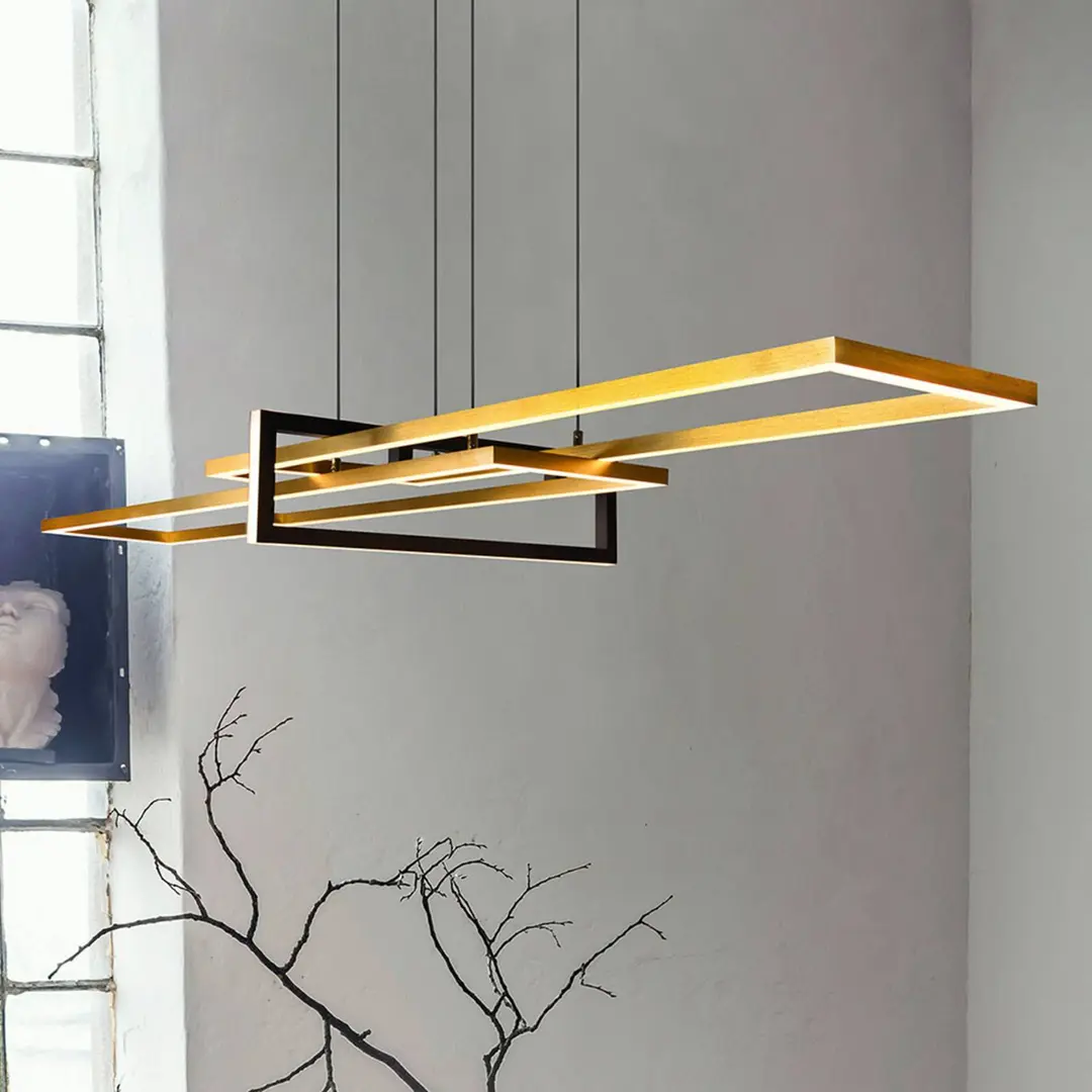 Trio Lighting LED-Hängeleuchte Salinas, messingfarben, Metall, 110 cm lang
