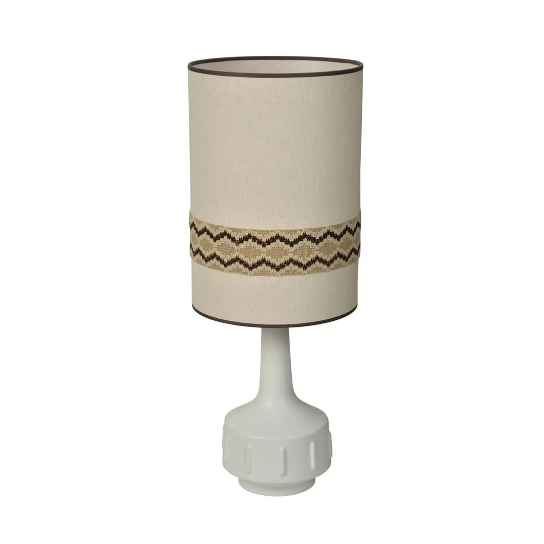MARKET SET Tischlampe Jimmy, weiß/beigefarben, 83 cm, Borte
