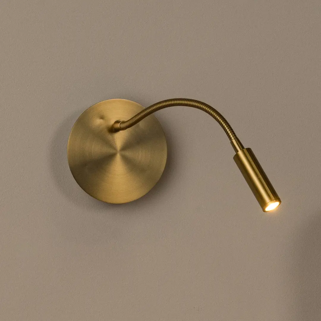 Lucide LED-Akkuwandspot Jolijn, gold matt, Flexarm, Ø 11 cm, Magnet