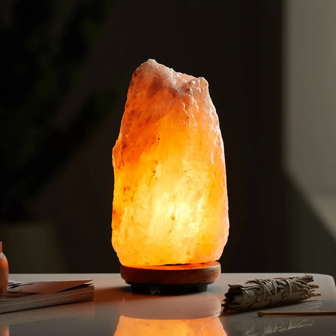 Globo Salzkristall-Tischlampe Stone, naturfarben